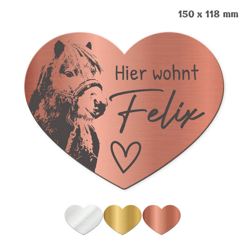 Tür- und Boxenschild "Herz" Metallic
